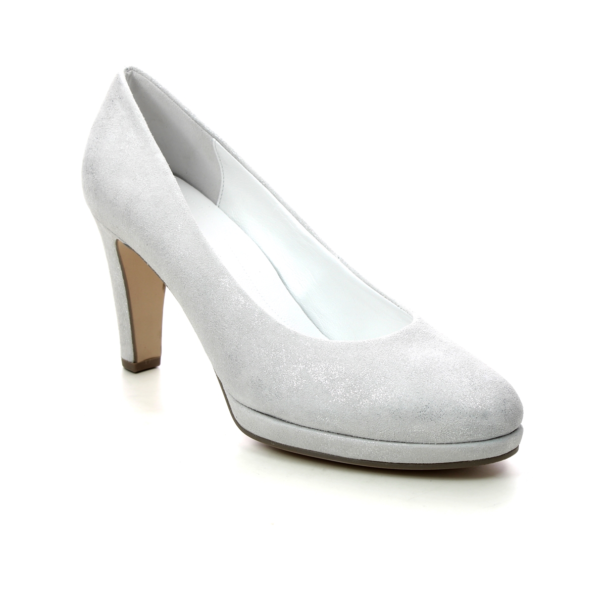 Gabor Splendid Silver Womens High Heels 81.270.61 In Size 6.5 In Plain Silver  Womens High Heels In Soft Silver Textile