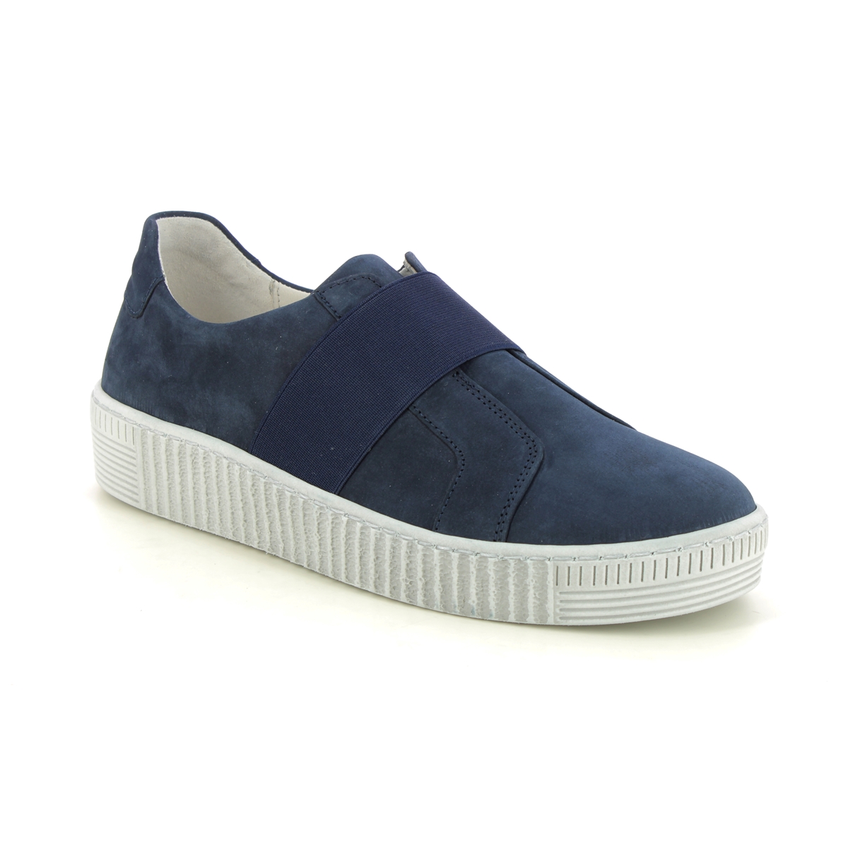 Gabor Willow Navy Nubuck Womens trainers 43.336.16 in a Plain Leather in Size 5.5