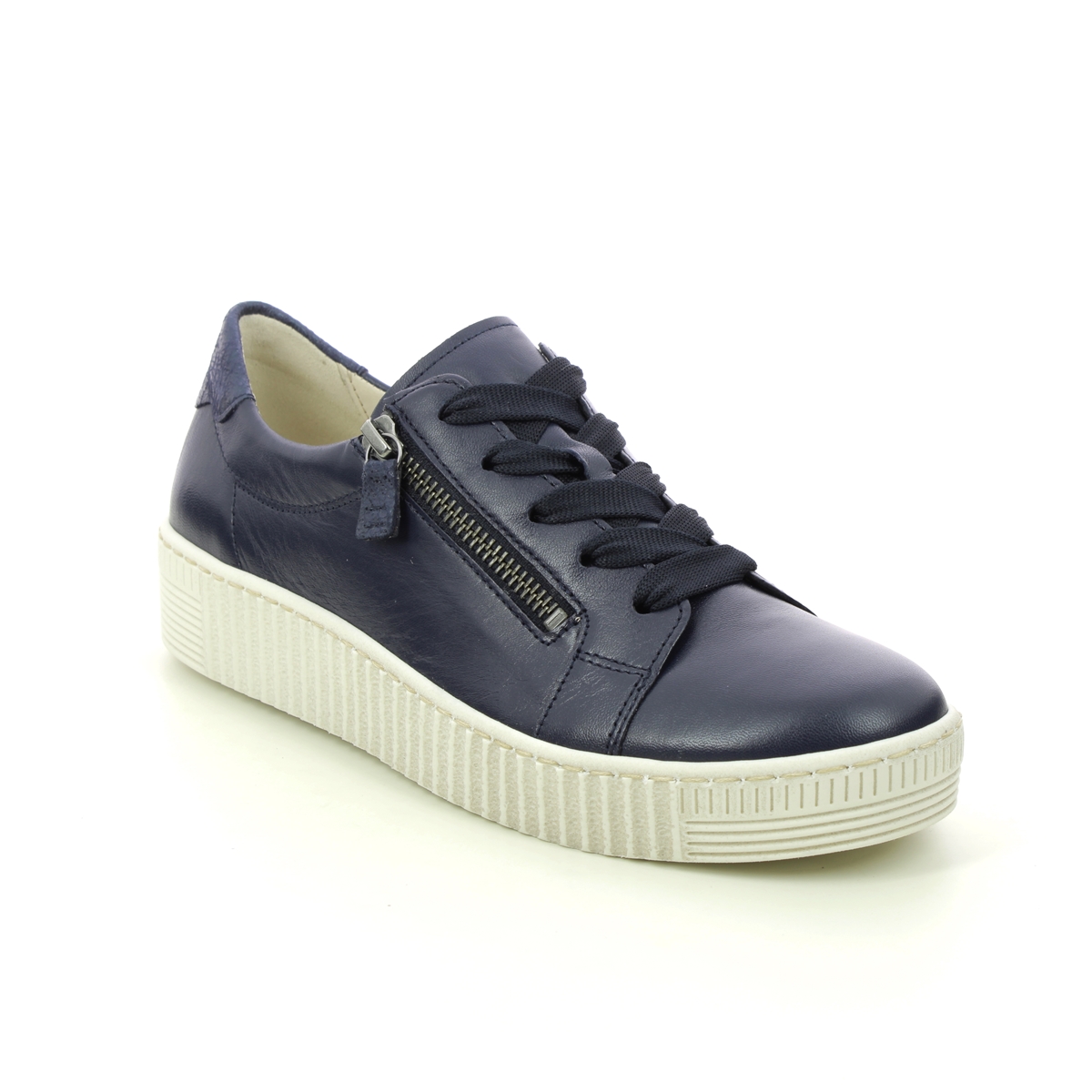 Gabor Wisdom Navy Leather Womens Trainers 33.334.26 In Size 6 In Plain Navy Leather  Womens Trainers In Soft Navy Leather Leather