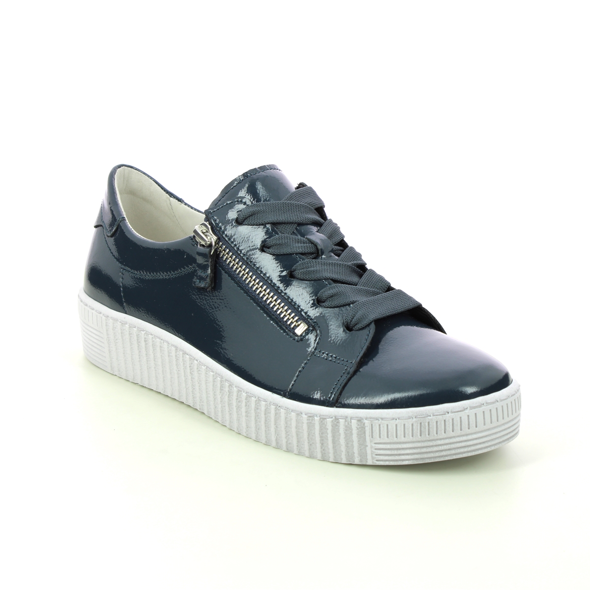 Gabor Wisdom Petrol blue patent Womens trainers 33.334.99 in a Plain Leather in Size 6