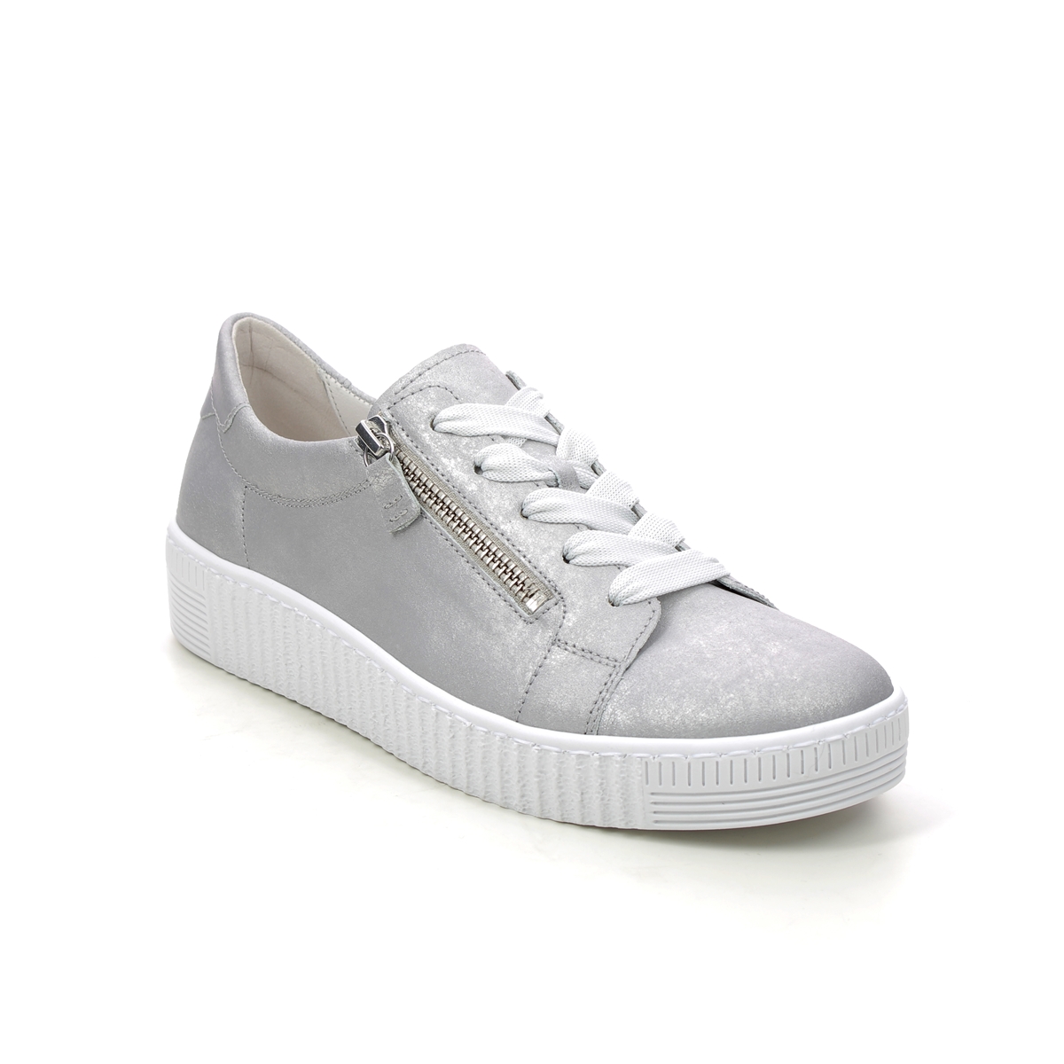 Gabor Wisdom Silver Womens trainers 43.334.61 in a Plain Leather in Size 7
