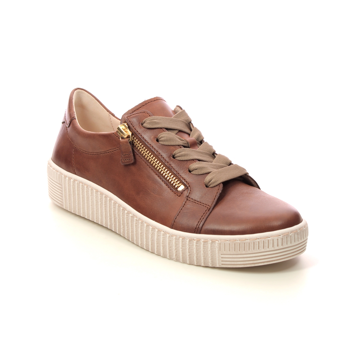 Gabor Wisdom Tan Leather Womens Trainers 93.334.24 In Size 5.5 In Plain Tan Leather  Womens Trainers In Soft Tan Leather Leather