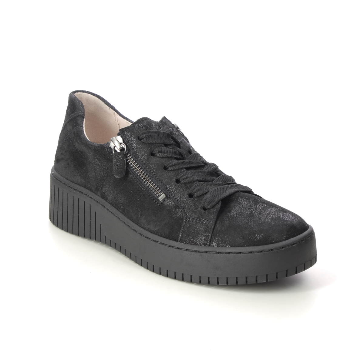 Gabor Wolf Zip Black patent suede Womens trainers 33.230.67 in a Plain Leather in Size 41