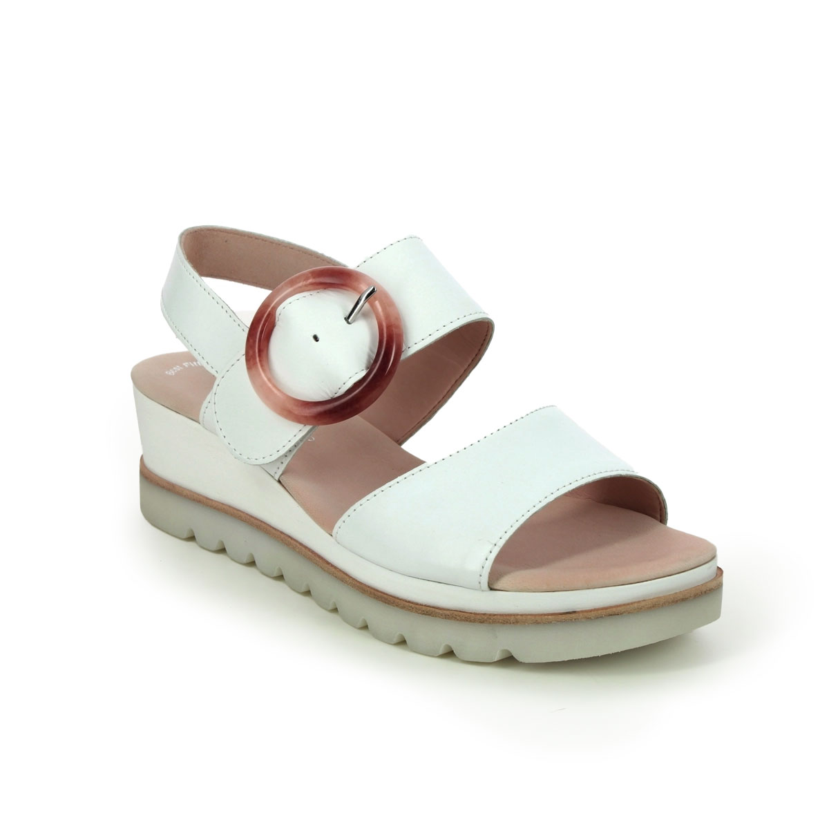 Gabor Yeo WHITE LEATHER Womens Wedge Sandals 24.645.21 in a Plain Leather in Size 4