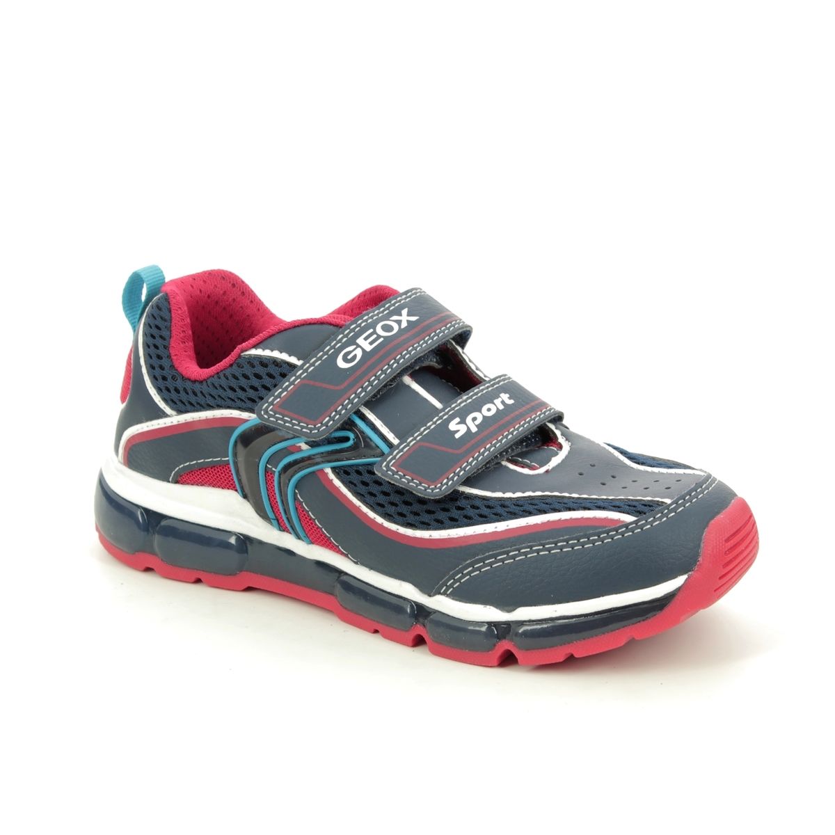 Geox Android Boy C Navy Red Kids Boys Trainers J0244C-C0735 in a Plain Man-made in Size 32
