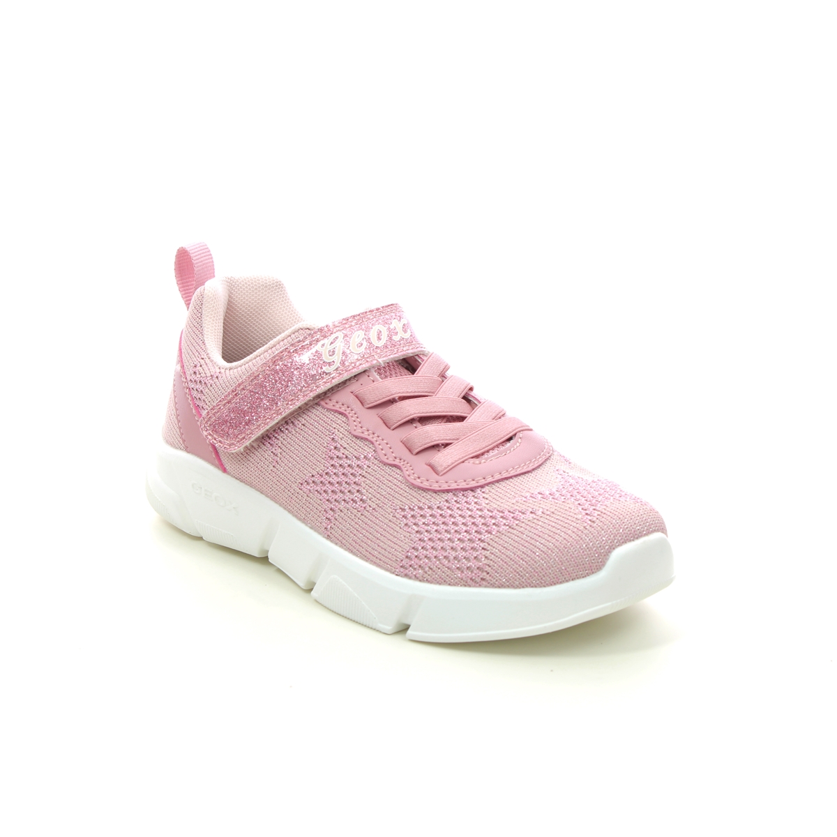 Geox Aril Girl Bu Rose pink Kids girls trainers J25DLD-C8172 in a Plain Textile in Size 31