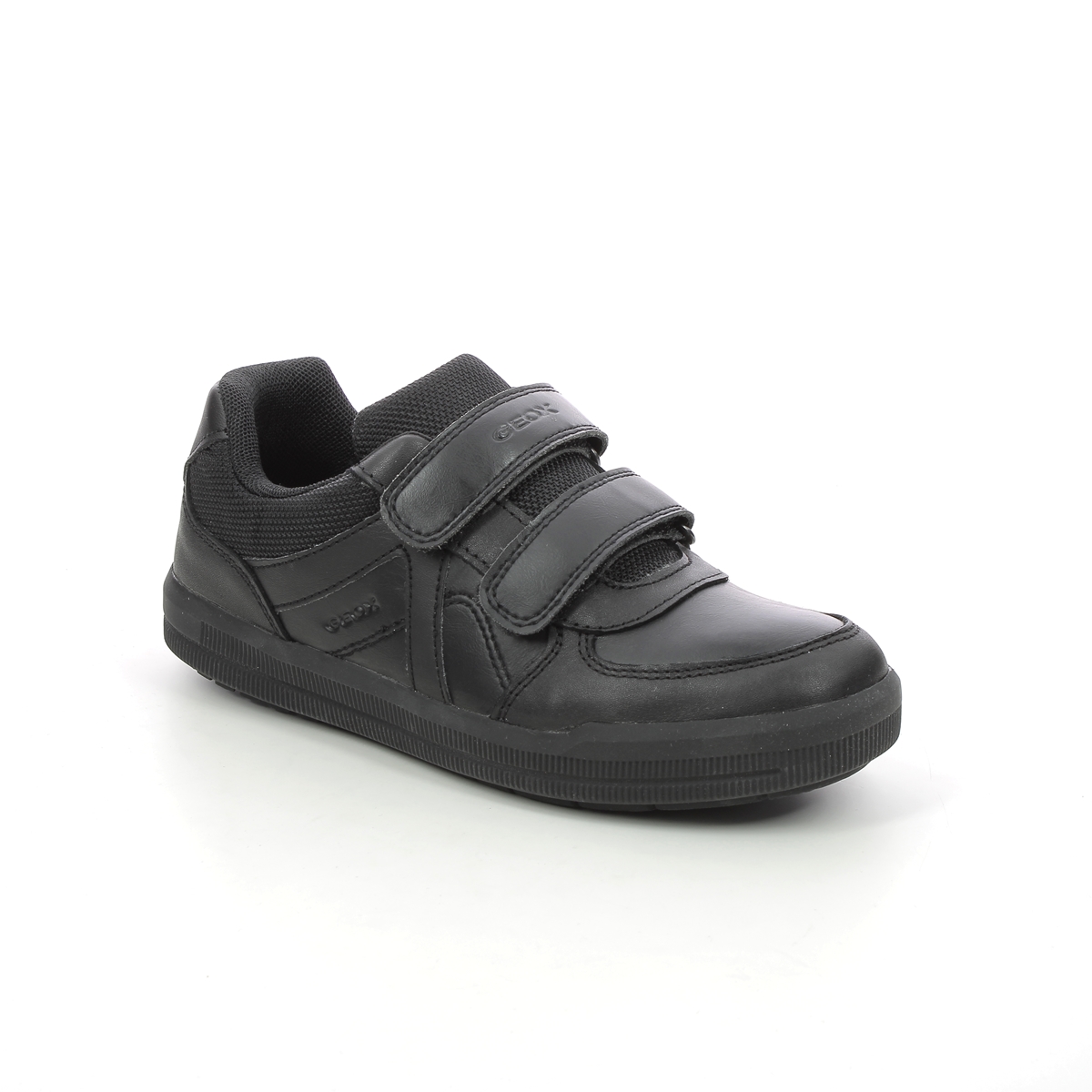 Geox - Arzach Boy Vel (Black Leather) J844Ae-C9999 In Size 30 In Plain Black Leather For School For kids