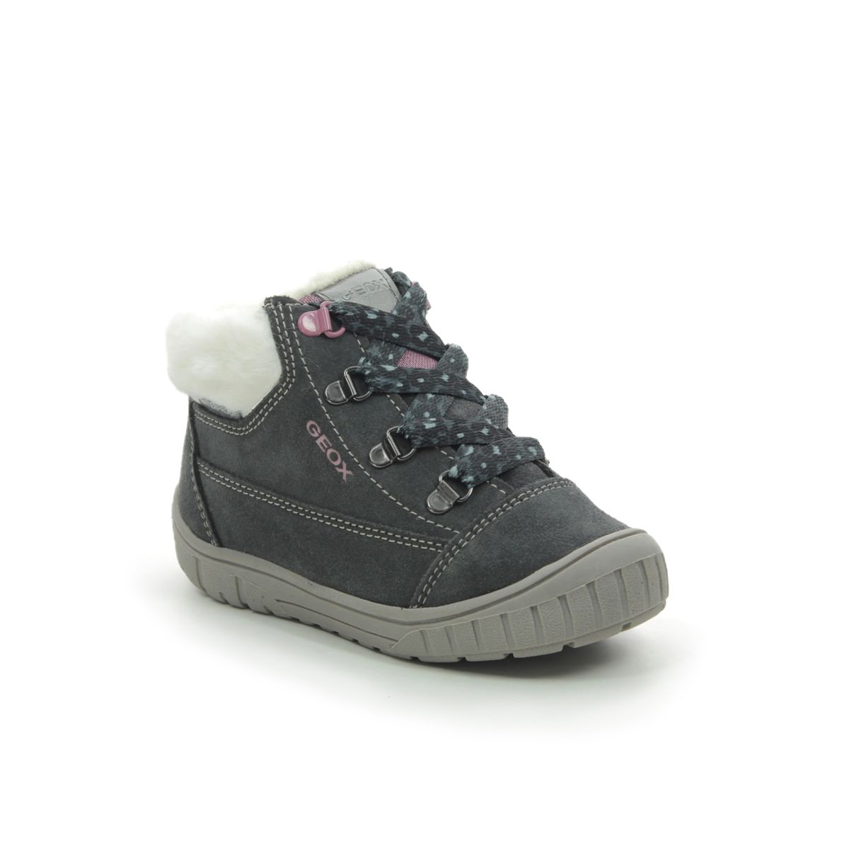Geox Baby Omar Tex Grey suede Kids Toddler Girls Boots B842LA-C9017 in a Plain Leather in Size 25