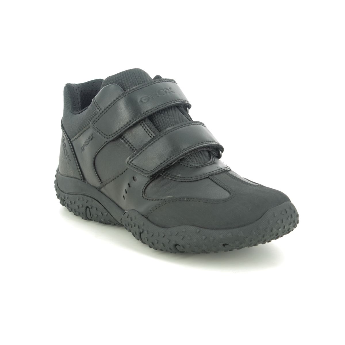Geox - Baltic Boy Tex (Black Leather) J0442A-C9999 In Size 37 In Plain Black Leather For School For kids