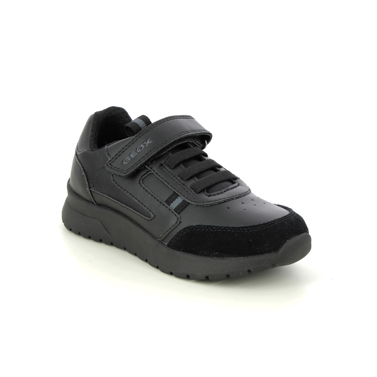 Geox Briezee Bungee Black Kids Boys Shoes J36GMA-C9999 in a Plain Man-made in Size 33