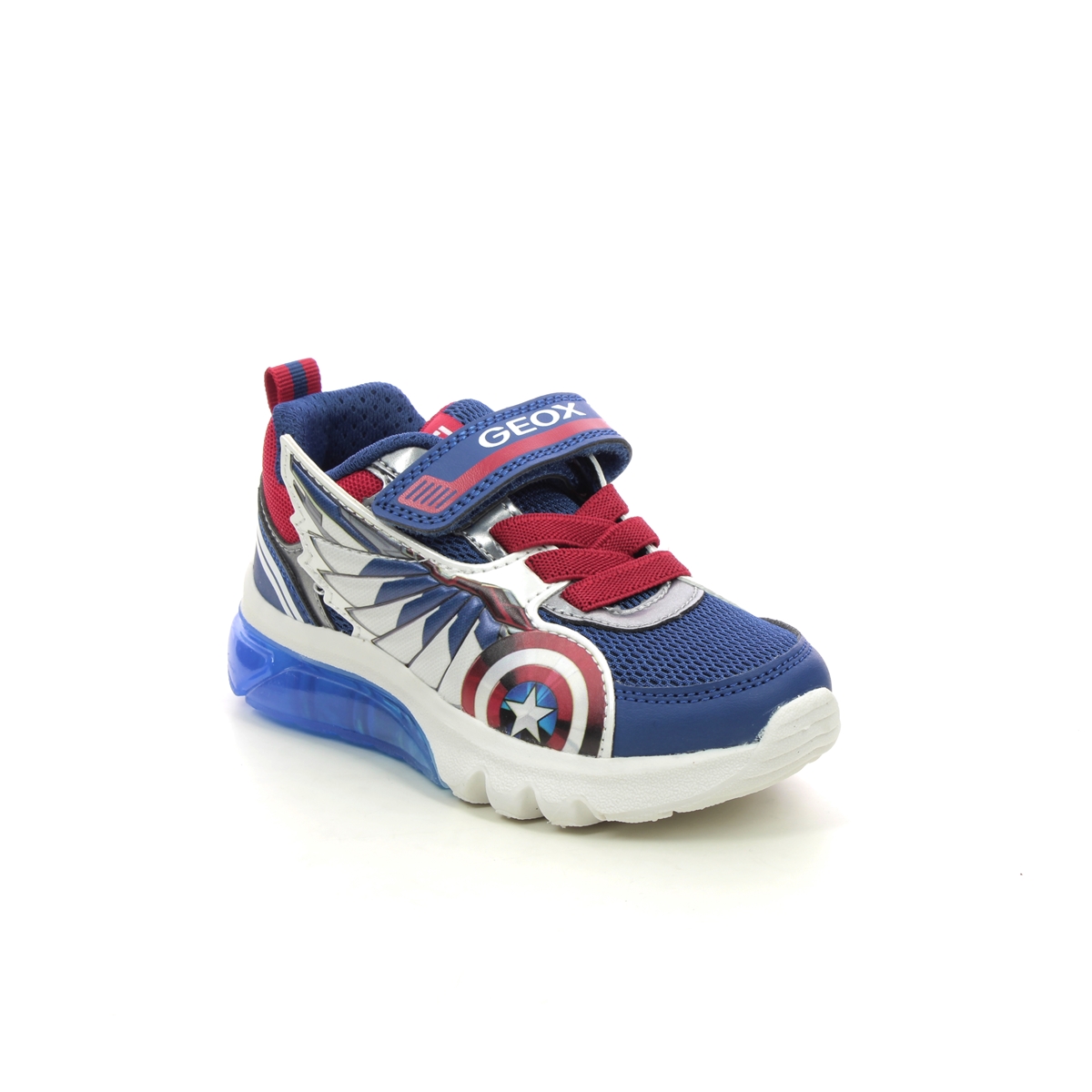 Geox Captain America Blue Kids trainers J45LBB-C0200 in a Plain Man-made in Size 29