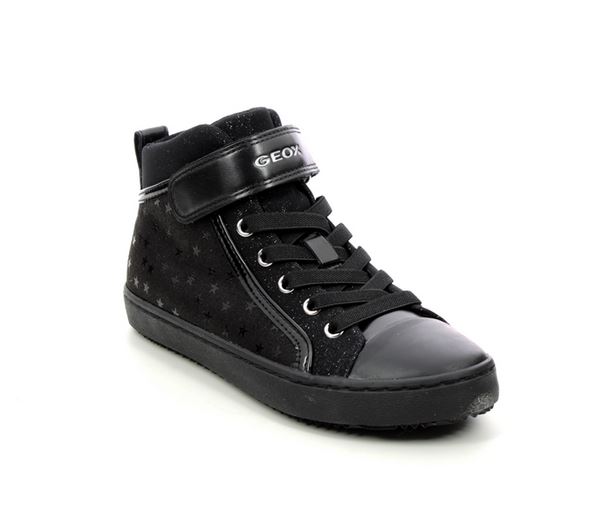 Geox Kalispera Hi Top Black Kids Girls boots J744GI-C9997 in a Plain Man-made in Size 38