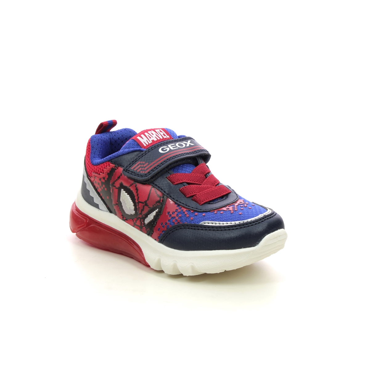 Geox Spiderman Bu Navy Red Kids trainers J45LBF-C0735 in a Plain Man-made in Size 30