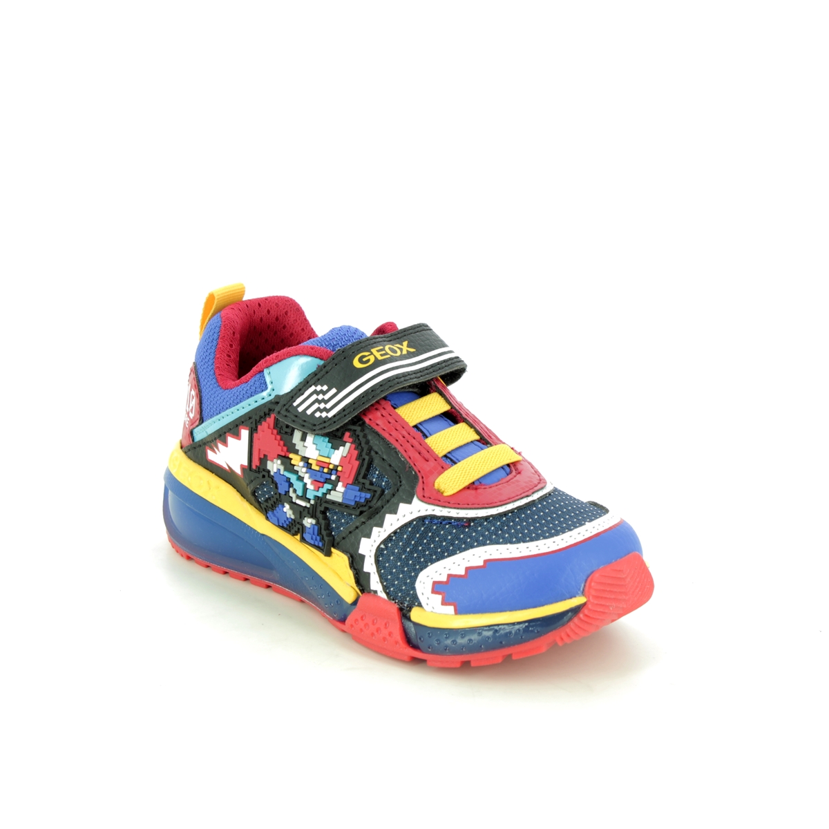 Geox Super Mario Bungee Navy Red Kids trainers J26FEA-C0833 in a Plain Man-made in Size 27