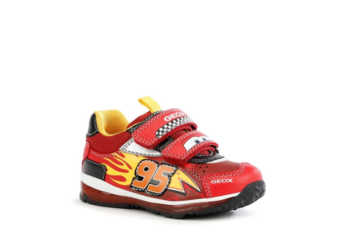 Geox Todo Cars 2v Red multi Kids Boys Trainers B1684B-C0020 in a Plain Man-made in Size 23