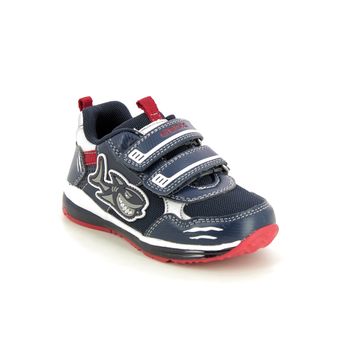 Geox Todo Shark 2v Navy Red Kids trainers B2584A-C0735 in a Plain Man-made in Size 22
