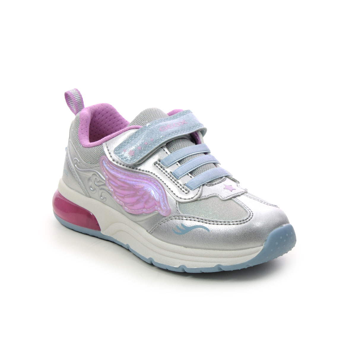 Geox Unicorn Spaceclub Silver Kids girls trainers J268VB-C0566 in a Plain Man-made in Size 25