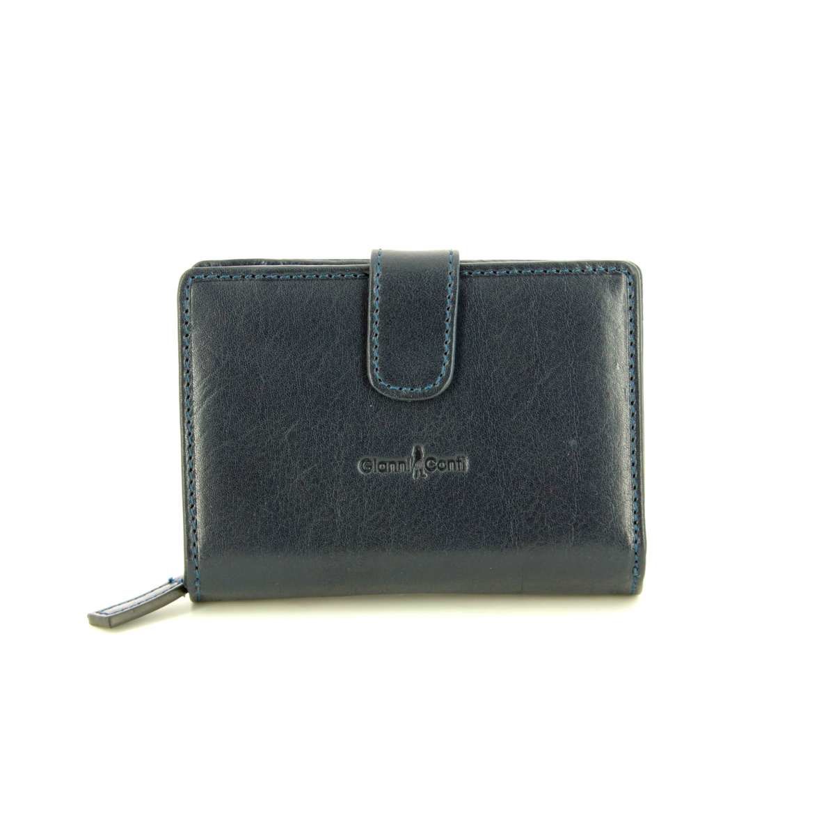 Gianni Conti Sena Bifold Purse Navy Leather Womens Purse 9408086-43 In Size 2 In Plain Navy Leather