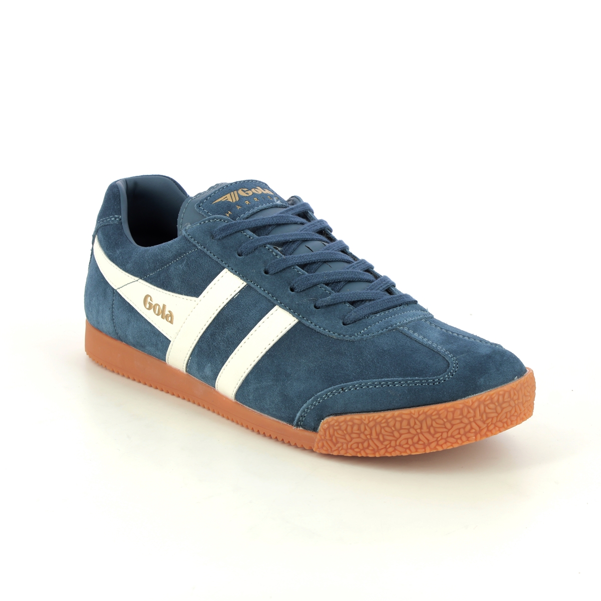 Gola Harrier M Blue Suede Mens trainers CMA192-DE in a Plain Leather in Size 7