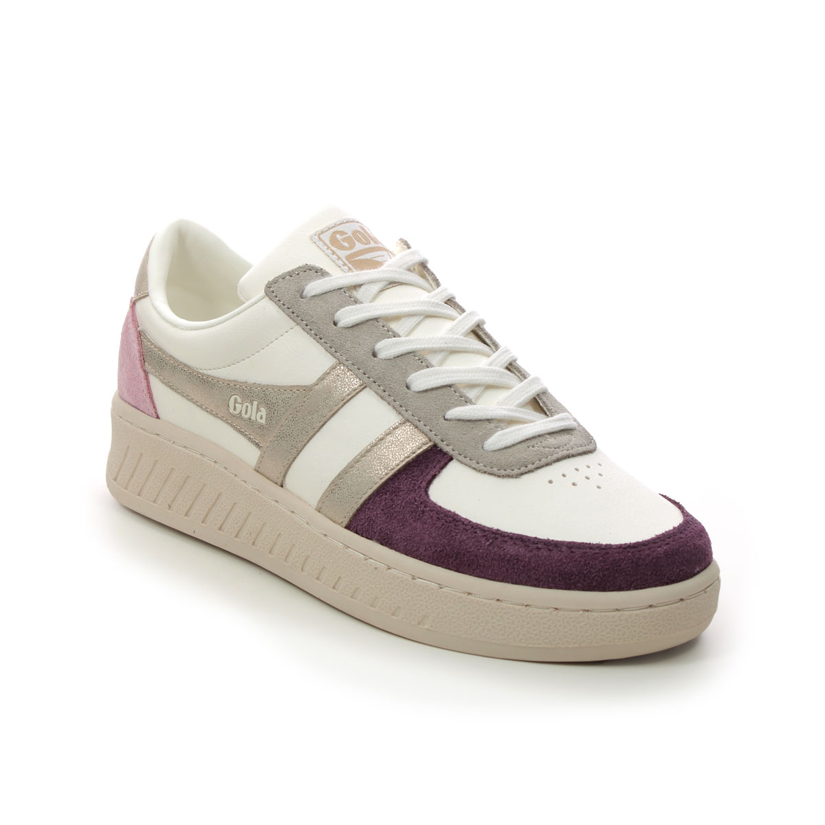 Gola Grandslam W White multi Womens trainers CLB207-ZR in a Plain Leather in Size 6