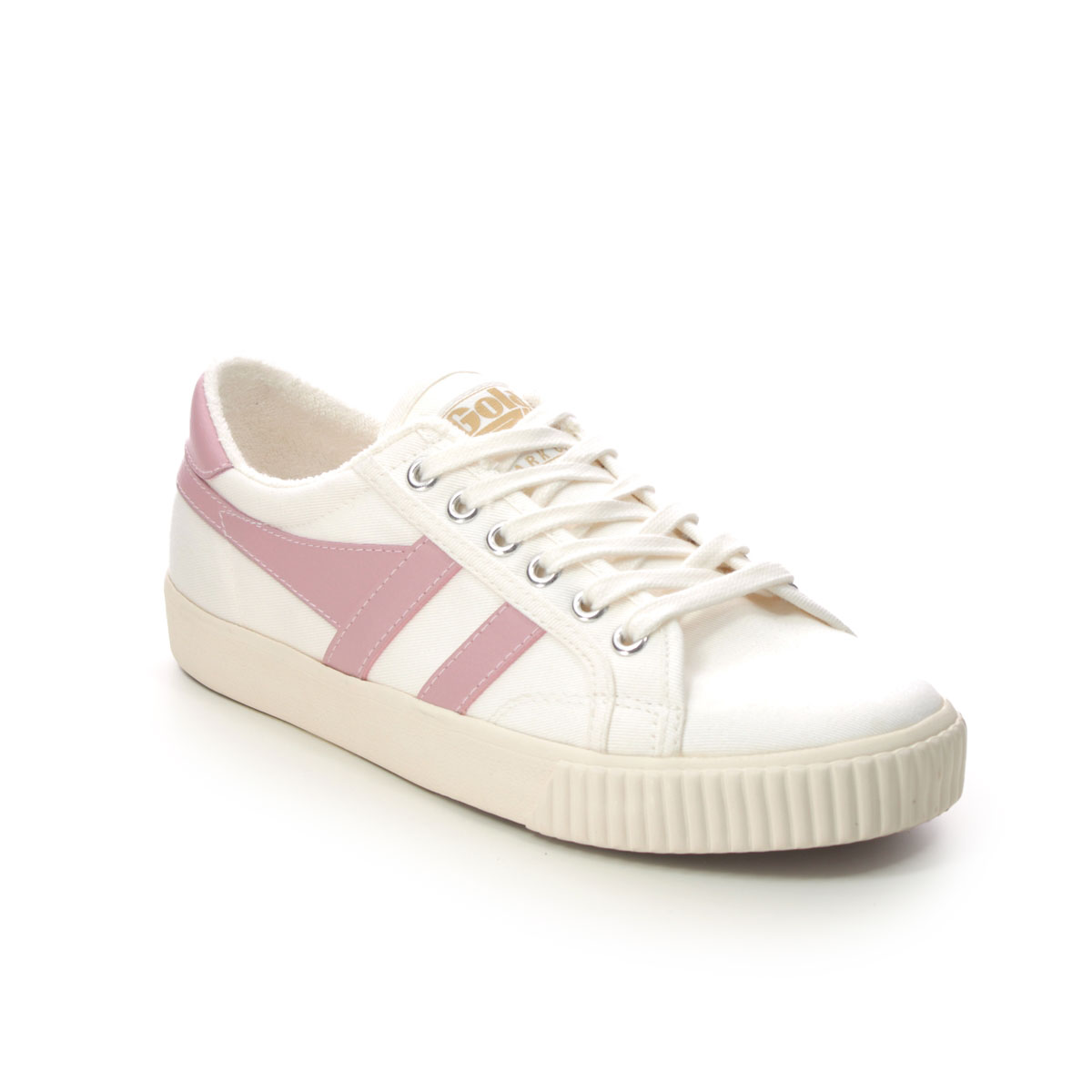 Gola Tennis Mark Cox White Pink Womens trainers CLA280-WK in a Plain Canvas in Size 3