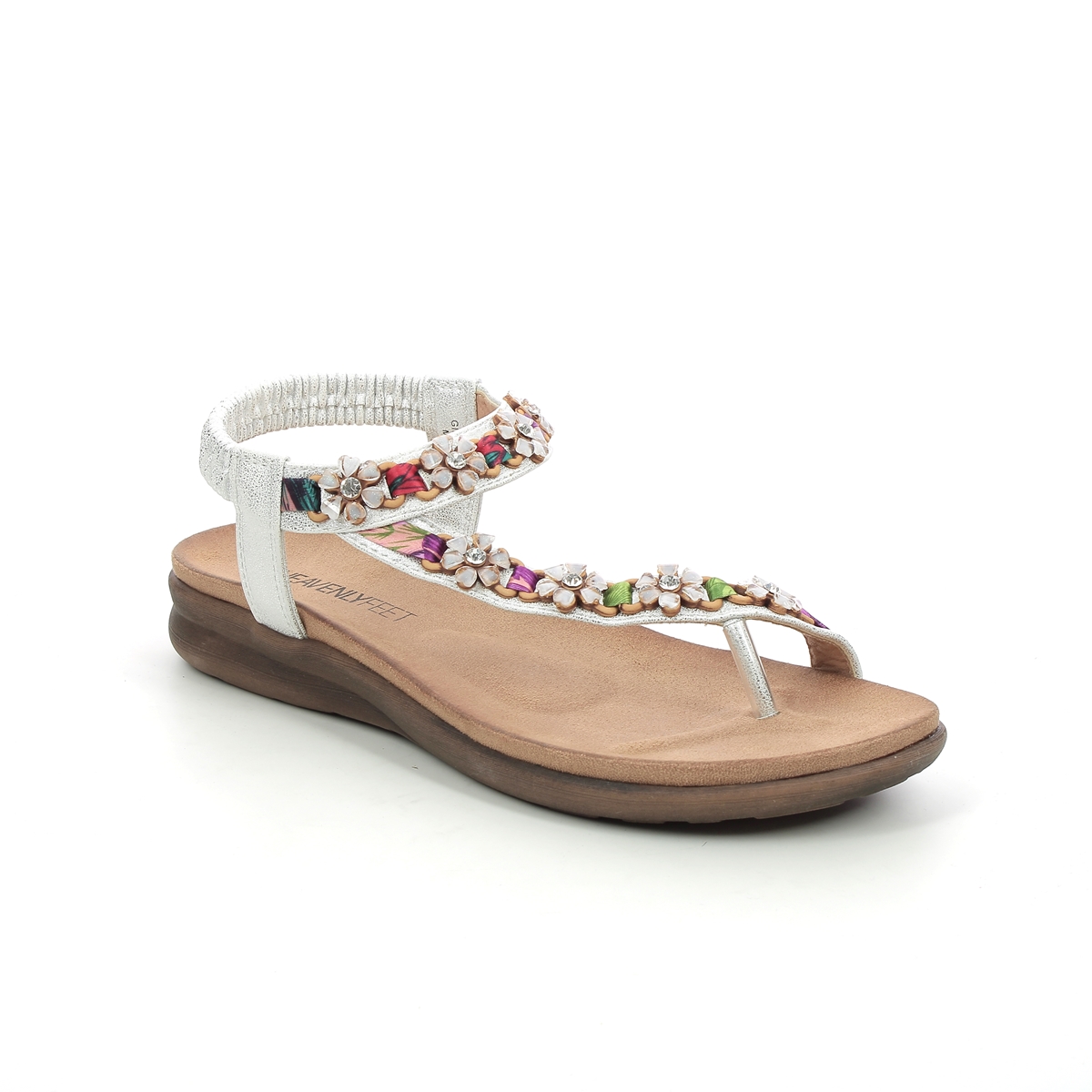 Heavenly Feet Gisela 2021-80 White-silver Flat Sandals