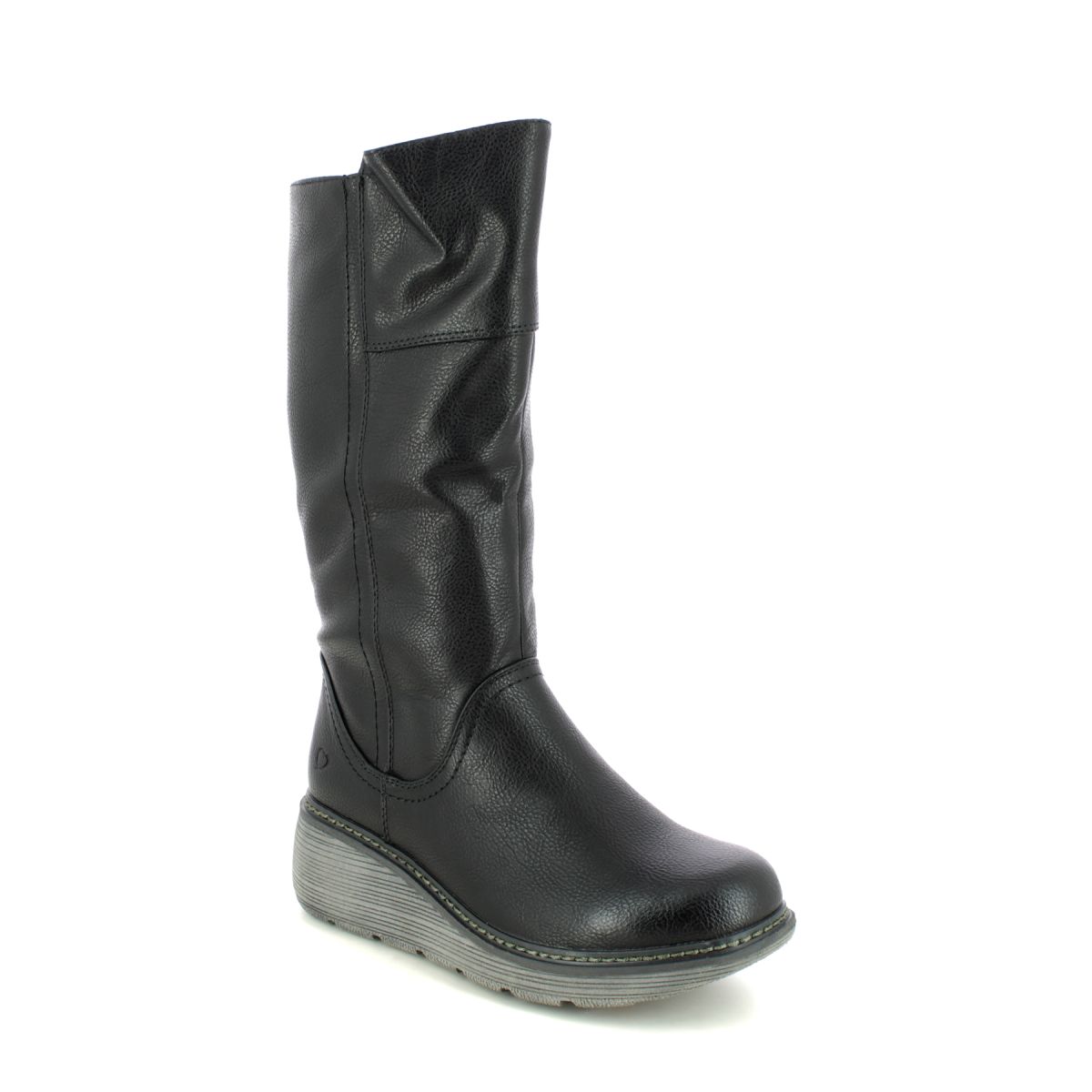 Heavenly Feet Lombardy Wedge Black Womens Mid Calf Boots 3005-34 In Size 5 In Plain Black