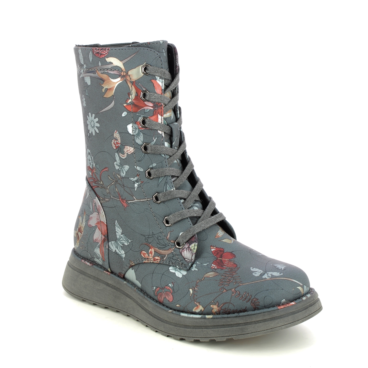 Heavenly Feet Martina Walker Grey Floral Womens Lace Up Boots 3510-05 In Size 5 In Plain Grey Floral