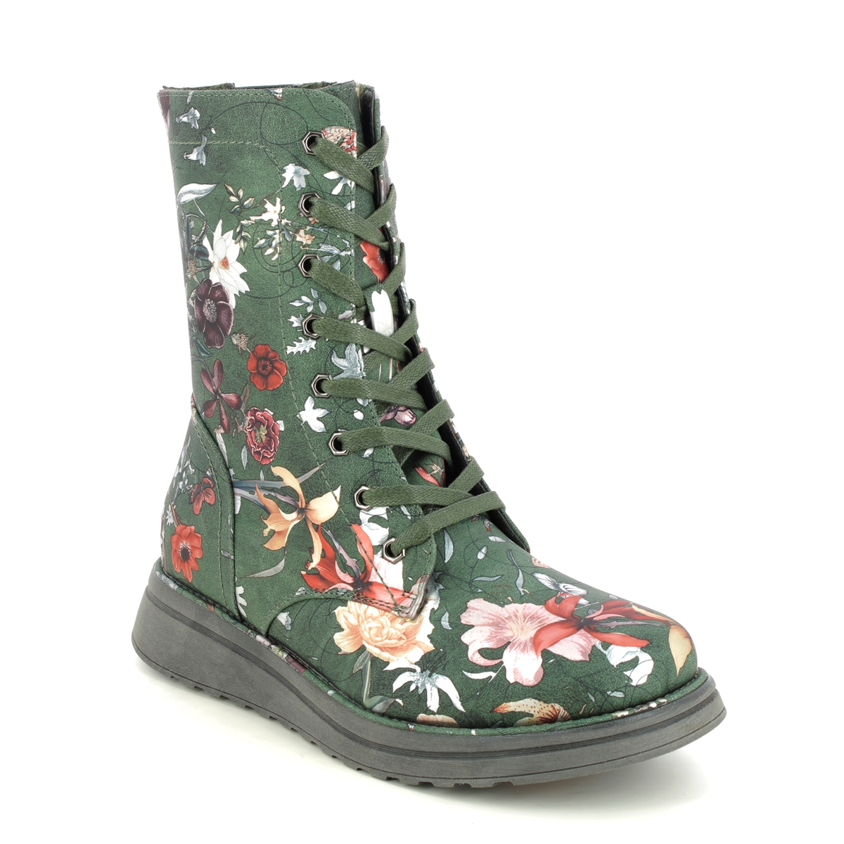 Heavenly Feet Martina Walker Green Floral Womens Lace Up Boots 3510-91 In Size 7 In Plain Green Floral