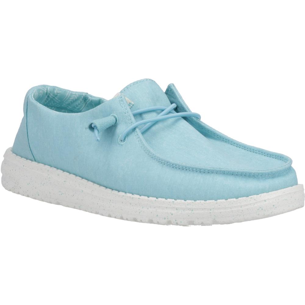 Hey Dude Wendy Canvas Turquoise Womens Comfort Slip On Shoes 40902-440 in a Plain  in Size 4