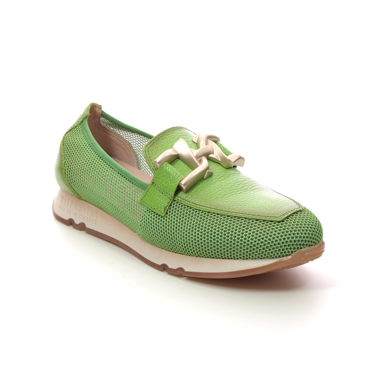 Hispanitas Kaira Green Womens loafers HV232809-90 in a Plain Leather and Textile in Size 37