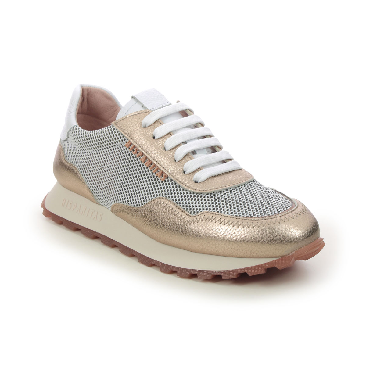 Hispanitas Loira Perf Gold Womens trainers HV243231-006 in a Plain Leather and Textile in Size 40