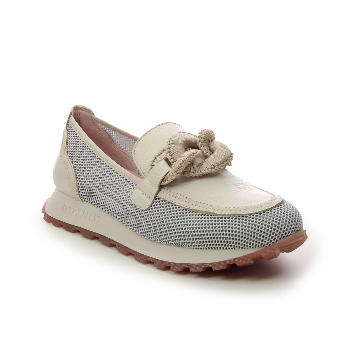 Hispanitas Loira Perf Loafer Beige leather Womens loafers HV243270-002 in a Plain Leather and Textile in Size 36