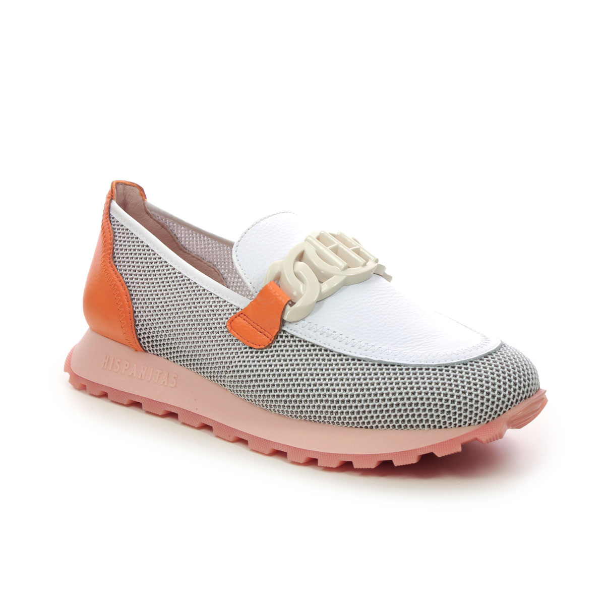 Hispanitas Loira Perf Loafer Orange multi Womens loafers HV243461-003 in a Plain Leather and Textile in Size 40