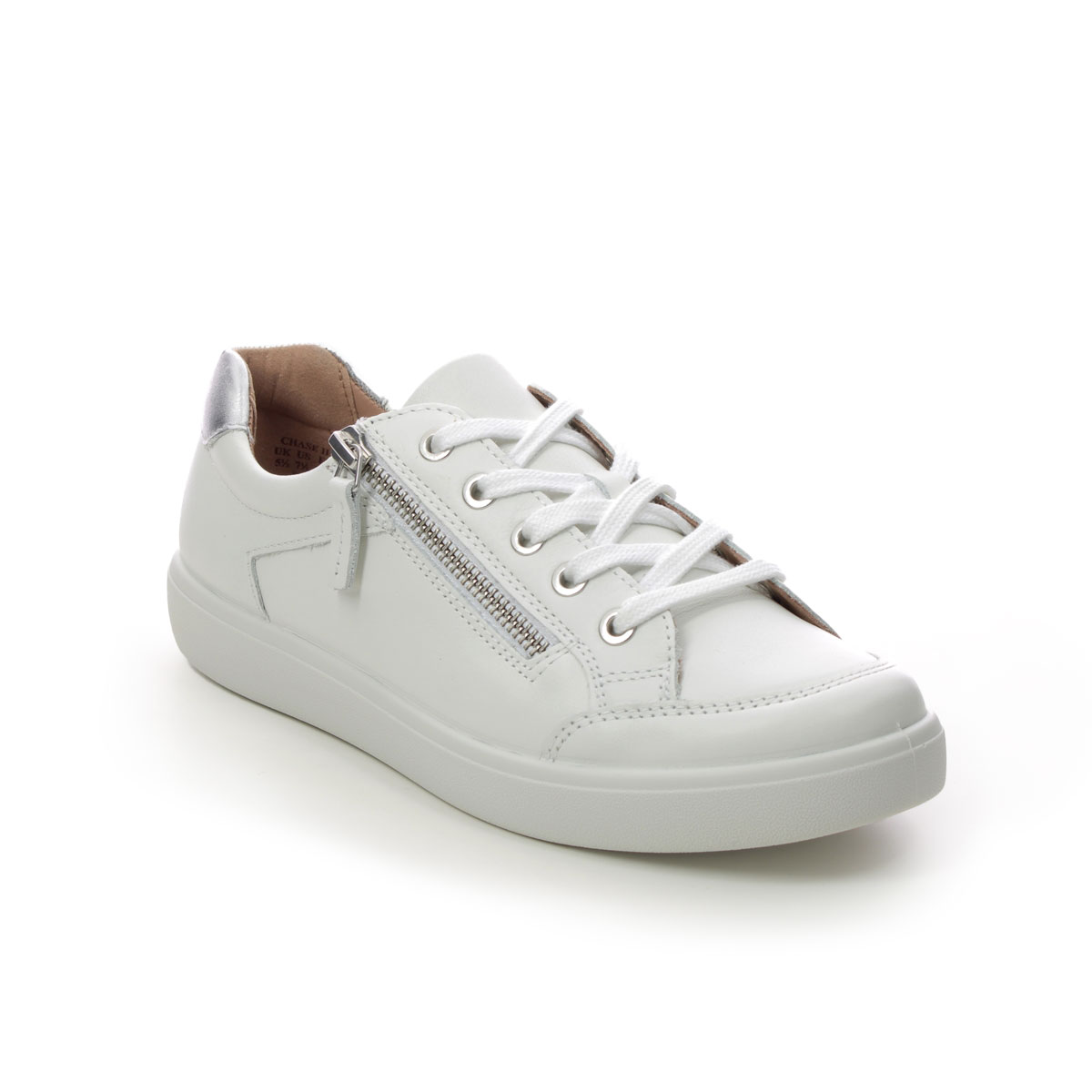Hotter Chase 2 Wide WHITE LEATHER Womens trainers 16111-61