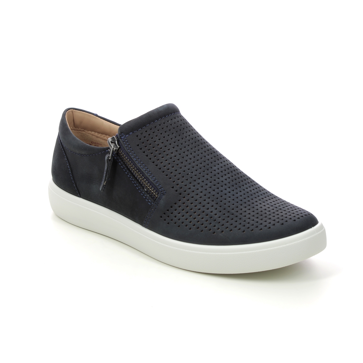 Hotter Daisy Wide Navy nubuck Womens Comfort Slip On Shoes 16215-73