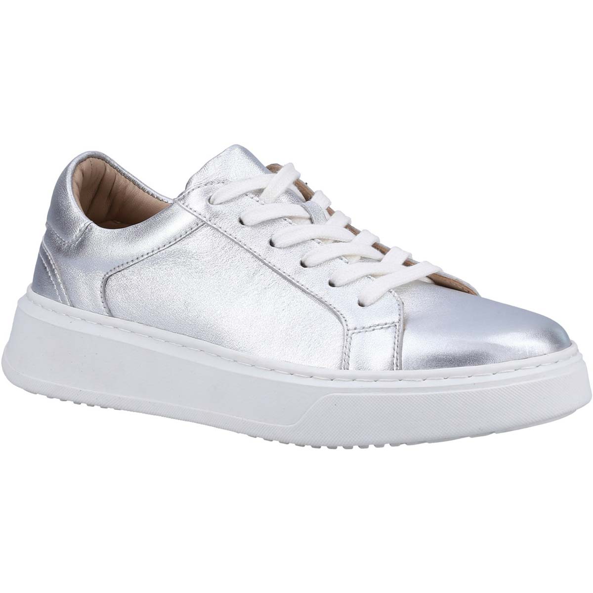 Hush Puppies Camille Silver Womens trainers 36580-68193 in a Plain Leather in Size 6