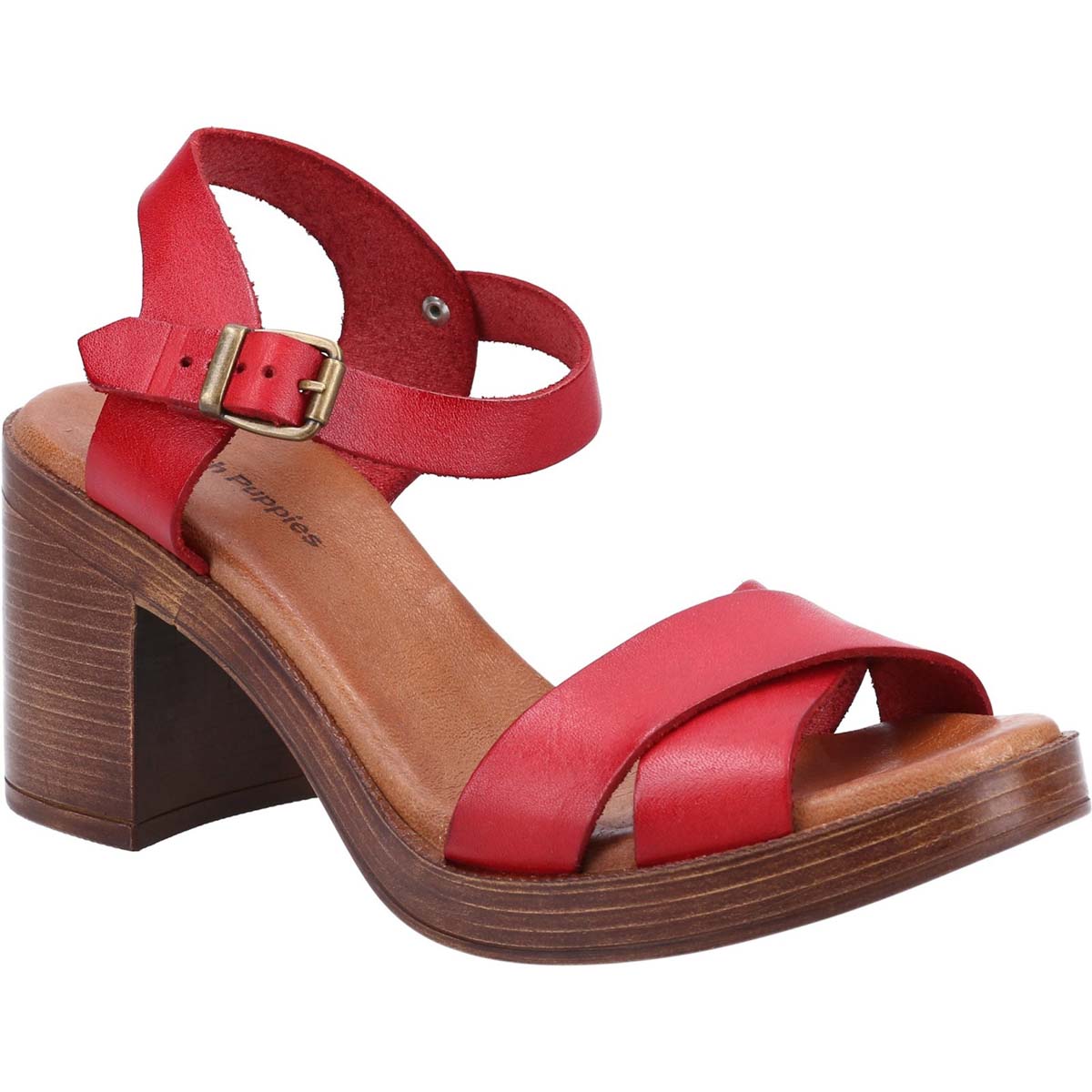 Hush Puppies Georgia Red Womens Heeled Sandals 31949-58345 in a Plain Leather in Size 7