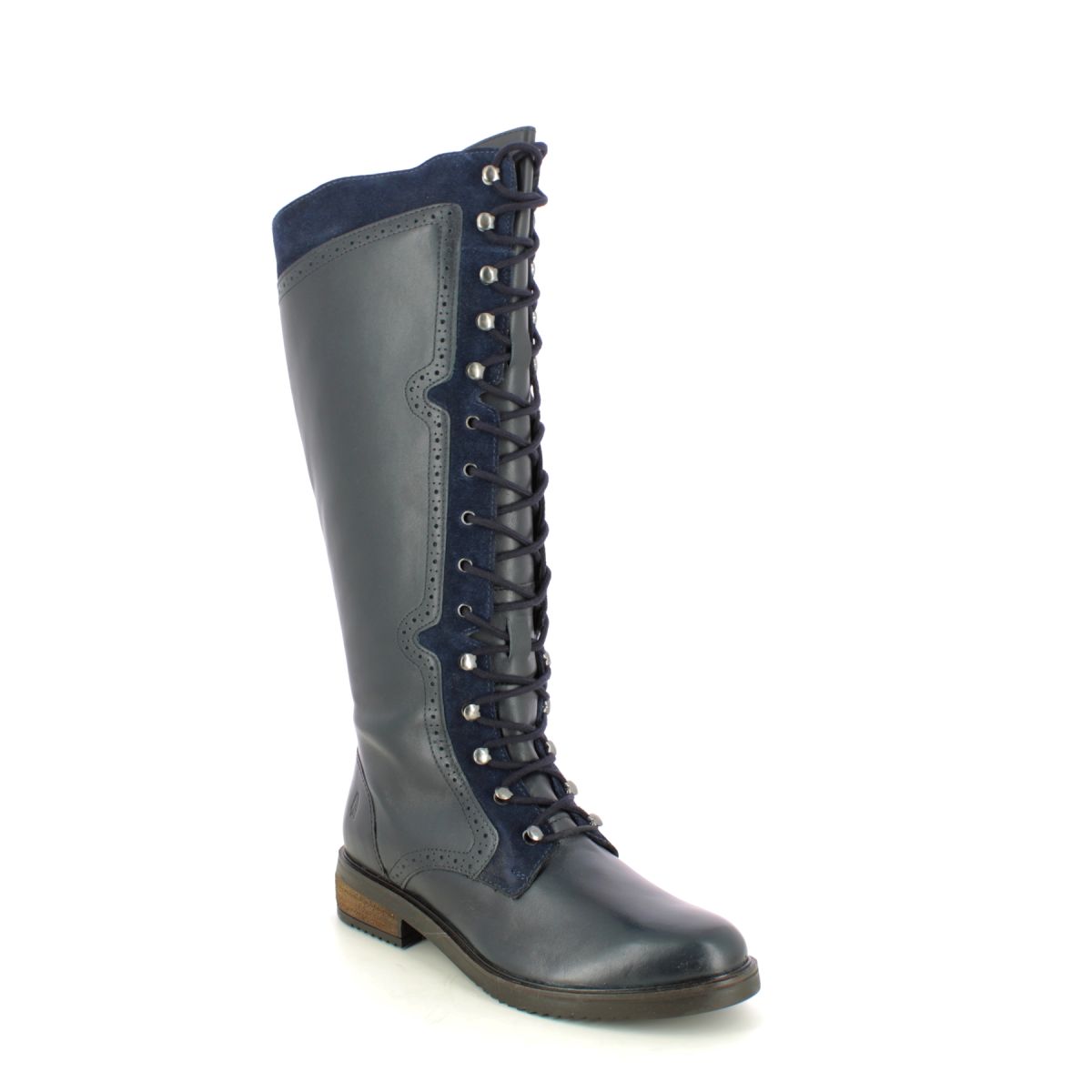 Hush Puppies Rudy Boot Lace Navy leather Womens knee-high boots 29203-66508 in a Plain Leather in Size 8