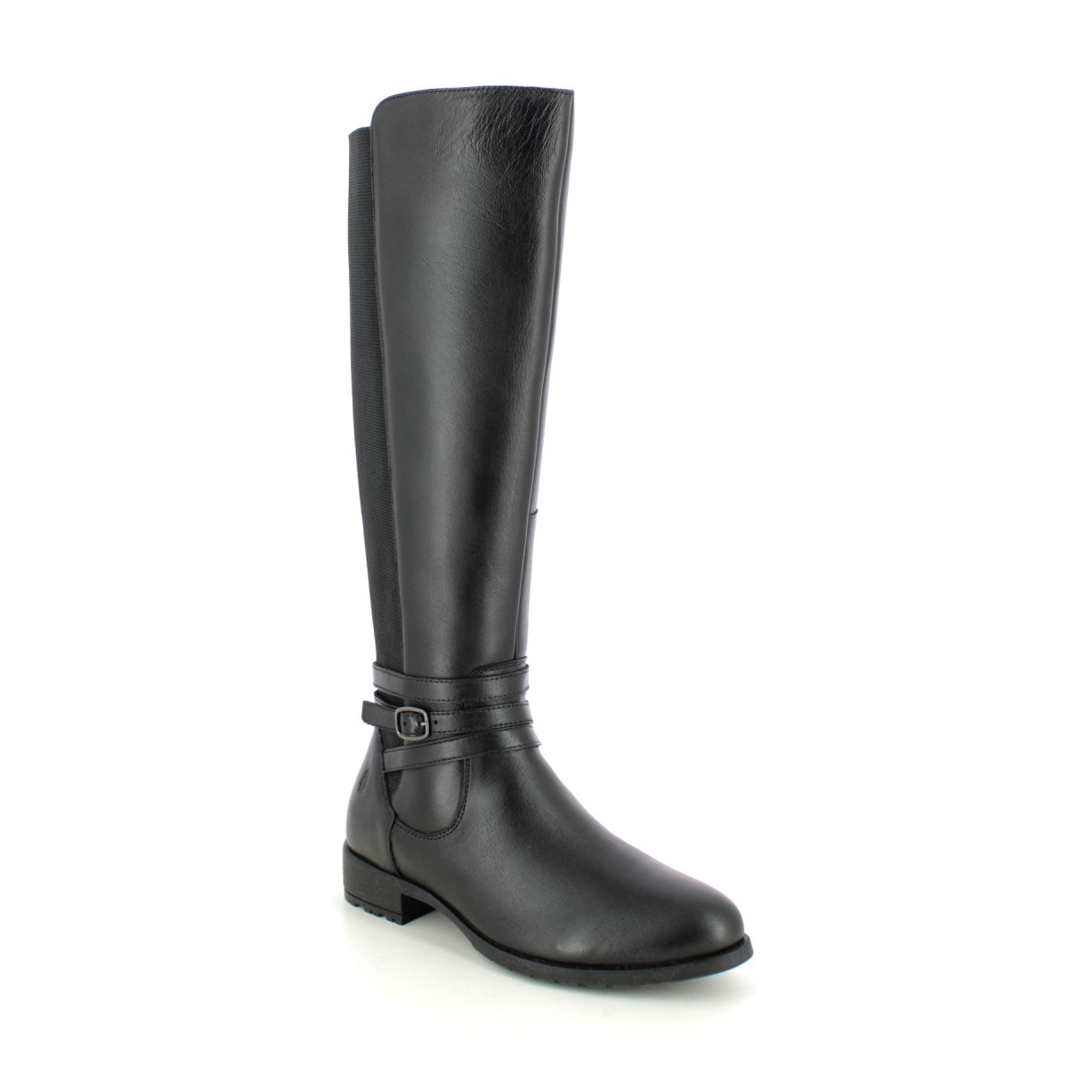 Hush Puppies Vanessa Stretch Black leather Womens knee-high boots 32842-56033 in a Plain Leather in Size 4
