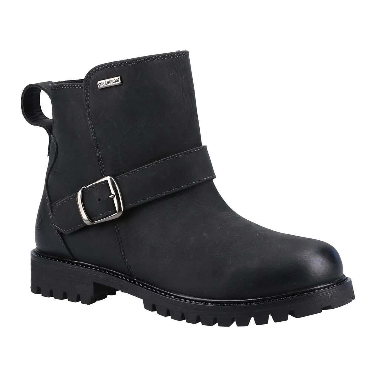 Hush Puppies - Wakely Tex (Black Leather) 37857-70543 In Size 7 In Plain Black Leather
