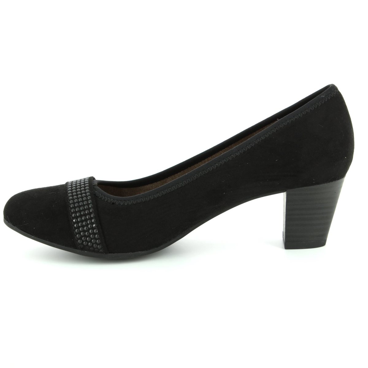 Jana Abura H Fit 22474-20-001 Black suede Court Shoes