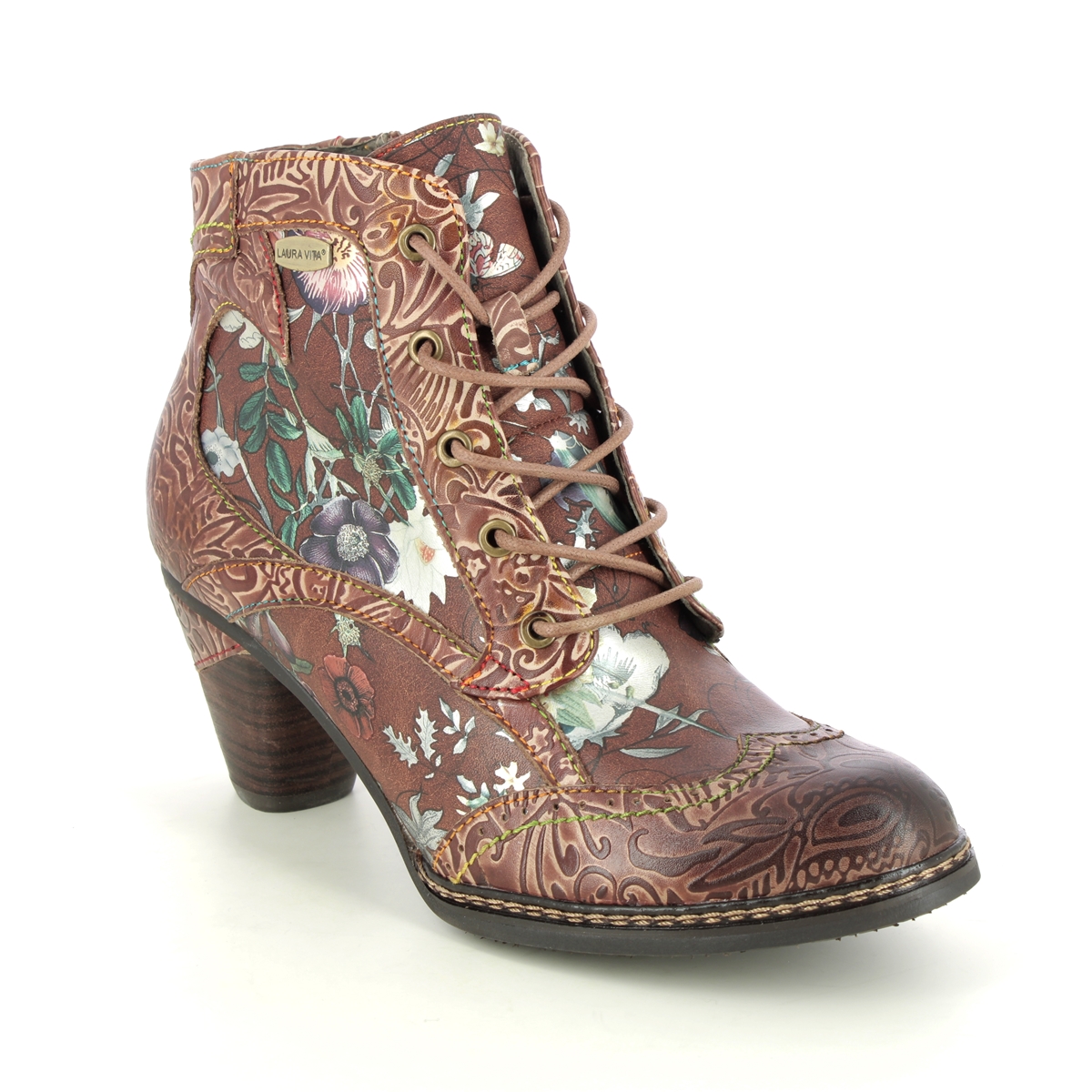 Laura Vita - Alcizeeo 01 (Tan Leather) 4495-15 In Size 41 In Floral Tan Leather