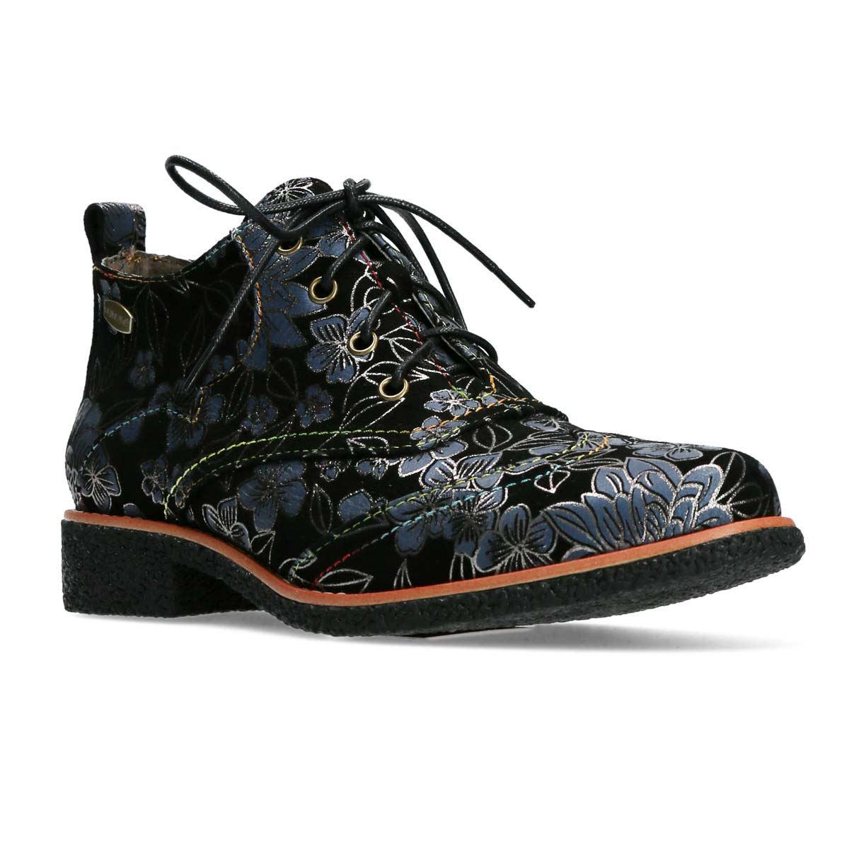 Laura Vita - Cocralieo 17 (Navy Leather) 4195-75 In Size 40 In Floral Navy Leather