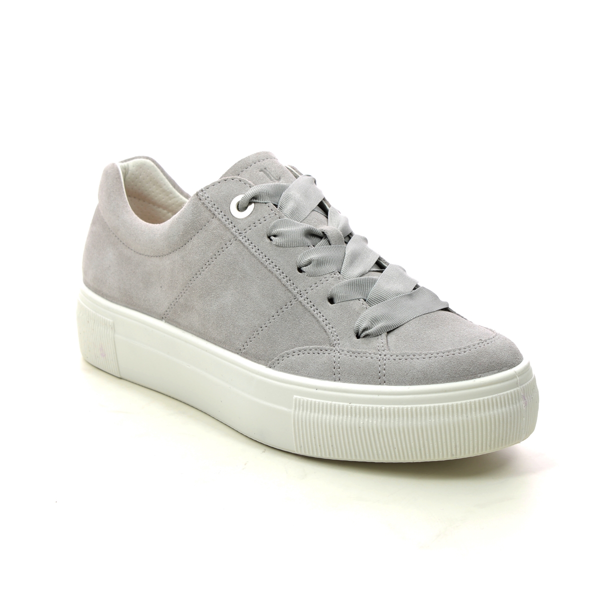 Legero Lima Stitch Light Grey Suede Womens Trainers 0600910-2500 In Size 39 In Plain Light Grey Suede