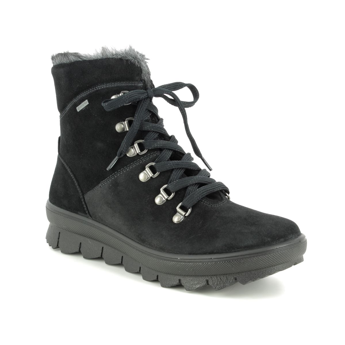 Legero Novara Gtx Black Suede Womens Winter Boots 00503-00 In Size 9 In Plain Black Suede