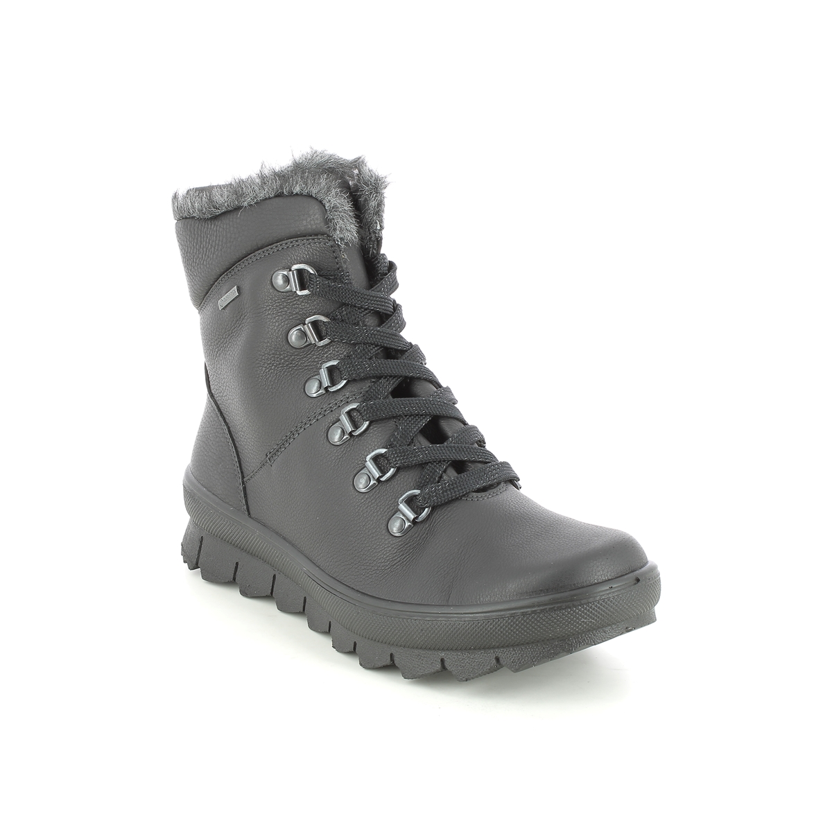 Legero Novara Gtx Black Leather Womens Winter Boots 2000530-0100 In Size 8 In Plain Black Leather