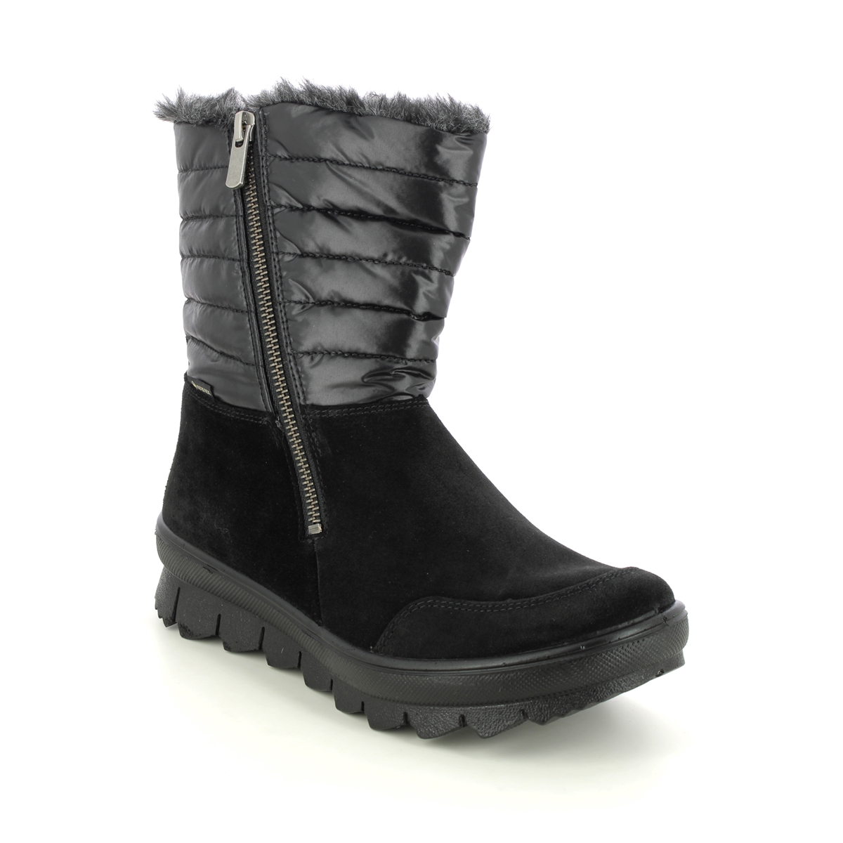 Legero Novara Zip Gtx Black Suede Womens Mid Calf Boots 2009900-0000 In Size 6 In Plain Black Suede