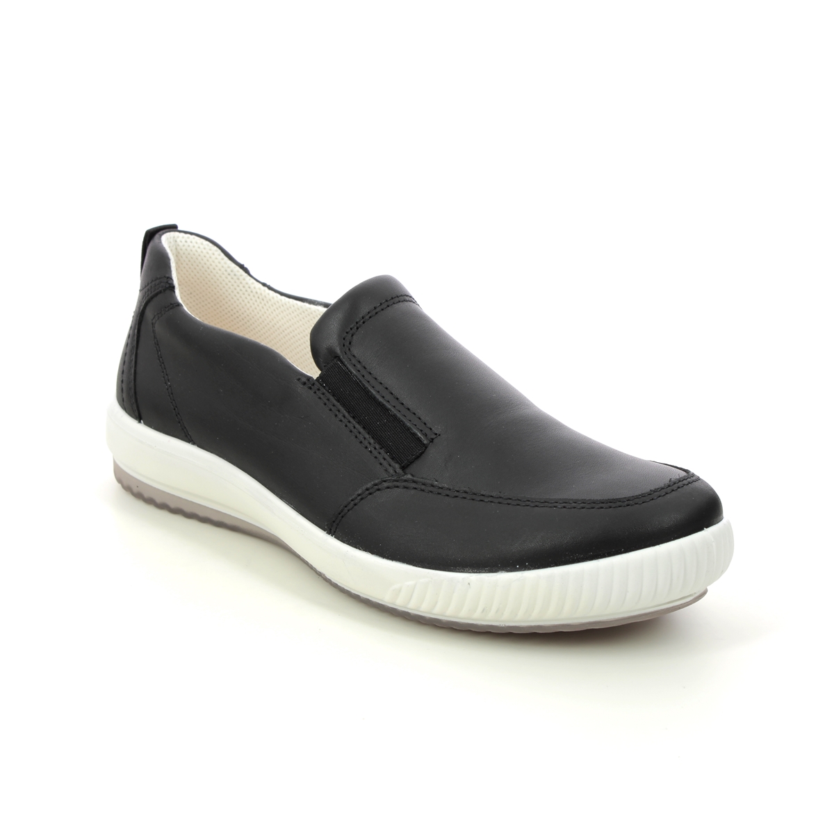 Legero Tanaro 5 Slip Black Leather Womens Comfort Slip On Shoes 2000215-0100 In Size 5.5 In Plain Black Leather