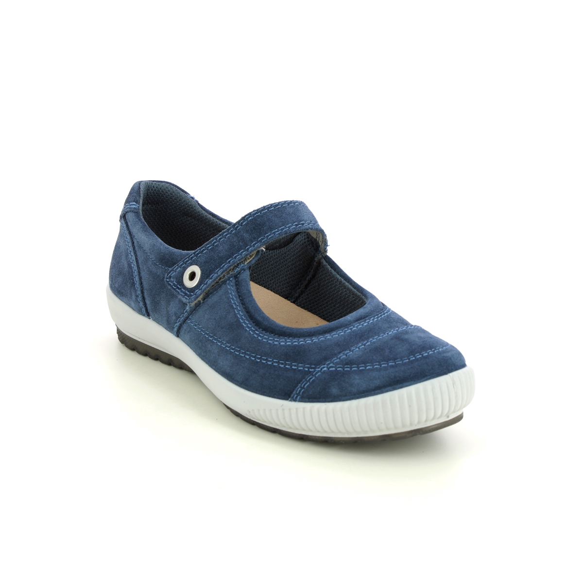 Legero Tanaro Bar Blue Suede Womens Mary Jane Shoes 0600822-8600 In Size 4 In Plain Blue Suede
